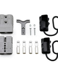 Kickass Universal 120A 6 Gauge AWG Battery Quick Connect Disconnect Kit With Dust Cover Handle, grey components for solar gear.