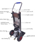Super Slick Electric Stair Climber Cart That Folds Like A Champ With Massive Battery Life includes motor, battery box, and climbing leg.