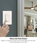 Smart Ceiling Fan Control With Dimmer For Light, 2.4GHz WiFi Only, Neutral Wire Required installed on a wall, showing user operation.