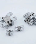 Stainless Steel Concealed Cross Heavy Duty Folding Door Hinge Kit, Hidden Double Spring, Built-In Mount, 2 Pack visible in multiple sizes