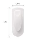 Medium White Spring Clip With Three Strips For Damage Free Hanging, 3.0" length and 1.2" width, shown in close-up.