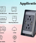 Premium Black 4 In 1 Usb Outlet Receptacles With 15 Amp Ac Slots Plus Fast Charge Usb Ports For No Sweat Wall Socket Swaps Etl Certified Heavy Duty 50 Pack Straight Ready showing applications for various appliances.