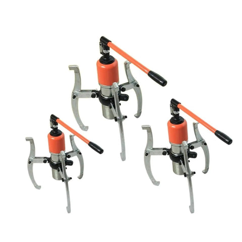 Heavy Duty Hydraulic Three Jaw Bearing Puller Bad Boy That Yanks Rust Pounded Components Without A Sweat For Shop Techs And Construction Pros, showing three sizes.