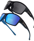 Wrap Around Bifocal Sunglasses With Built In Readers 1.25 For Driving And Sports Use With Blue Or Black Frames