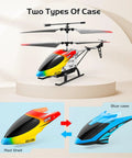M5 RC Helicopter For Kids And Beginners With Altitude Hold, showing two shell options: colorful red design and blue design.