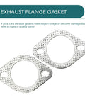 Kickin Tail 2Pack Exhaust Manifold Gaskets Forged From Ultra Tough Stainless Steel, 2.5 Inch 2 Bolt Oval Ring For Universal Fit shown in close-up view.