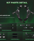 Front End Suspension Kit For 2010 2014 Subaru Outback With 2 Front Lower Control Arms 2 Ball Joints 2 Outer Tie Rod Ends 2 Inner Tie Rod Ends And Sway Bar Links, front parts detail