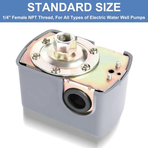 Well Water Pump Pressure Switch 40 60 PSI With Adjustable Differential One Quarter Inch NPT Auto Control, front view