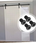 Four Piece Carbon Steel Track Spacers For Sliding Barn Doors Replacement Hardware Kit No Fuss Install Built To Last visible with barn door