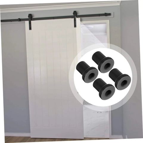 Four Piece Carbon Steel Track Spacers For Sliding Barn Doors Replacement Hardware Kit No Fuss Install Built To Last visible with barn door