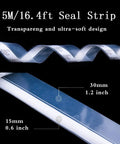 Transparent Silicone Door Seal Strip Self Adhesive Weather Stripping 5m roll with measurements for 15mm and 30mm gaps