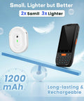 No Sweat Bluetooth Label Maker Mini Thermal Printer Pocket Sized Wireless Labeling Machine For Quick Errands And Daily Drives No Ribbon Required Super Handy Everyday Carry shown on a scale with a lightweight design.