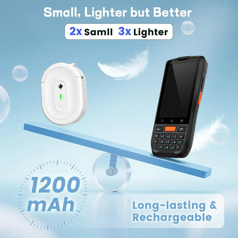 No Sweat Bluetooth Label Maker Mini Thermal Printer Pocket Sized Wireless Labeling Machine For Quick Errands And Daily Drives No Ribbon Required Super Handy Everyday Carry shown on a scale with a lightweight design.