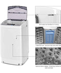 Straight Up Reliable Portable Full Automatic Washing Machine With Built In Drain Pump And Smart Digital Controls 12 Pound Capacity showing handles and interior design.