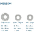 Sizes of silver backup washers from Dope All In One Aluminum Pop Rivet Washer Kit For 1/8 Inch, 5/32 Inch, 3/16 Inch Rivets, 350 Pc Assortment