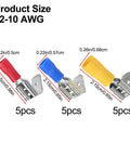 Super Cool Piggyback Spade Connectors For Quick 1 To 2 Wire Splits Easy Heat Shrink Terminals Waterproof Adhesive Line Fit 22 To 10 AWG Perfect For Cars Boats And Bikes No Solder Needed Reliable Electrical Repair Kit, 22-10 AWG sizes, red blue yellow