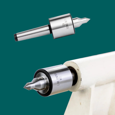 MT2 Live Tailstock Center Long Nose 60 Degree Point With Triple Bearings for Metal and Wood Lathes installed and isolated view