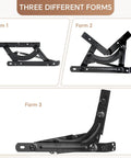Three forms of Heavy Hitter Dual Phase Sofa To Bed Converter Kit featuring adjustable steel hardware.