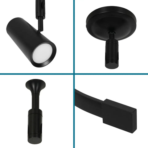 Ellipse Track Ceiling Light With Five Adjustable LED Heads In Black Finish Perfect For Kitchen Living Room And Home Accent Lighting