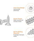 Lock It Down With These Hella Secure Flat Head Torx Screws M3 X 10mm 304 Stainless Steel Countersunk Self Tapping Anti Theft Hardware For Wood Decking And Fencing T10 Bit Compatible Silver Pack Of 40 showing inner Torx design and screw thread.