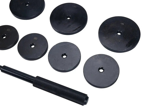 Pro Grade Bushing Removal Tool Set With 21 Piece Bearing And Seal Driver Kit Interchangeable Discs From 70mm To 150mm close-up view
