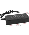 Portable 42V 2A Scooter Battery Charger For Electric Skateboard And EV, Long Cable, LED indicator, dimensions shown