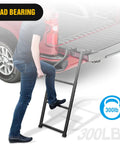 Foldable Truck Tailgate Ladder With Step Grip Plates For Pickup Trucks, Extendable Up To 42 Inches, Universal Fit For 34 To 42 Inch Cab Heights, Easy Install With Basic Tools, Durable Steel Construction For Safer Access showing 300 lb load bearing