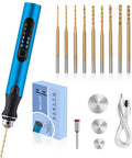 3 Speed Cordless Mini Drill Pen Kit With 10 Drill Bits Rechargeable Electric Hand Drill Pin Vise For Jewelry Making And Resin Crafts Pro Grade For Wood Plastic And Keychain DIY Projects In Blue displayed with box and accessories.