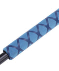 Close-up of the non-slip handle of the Right Hand Golf Swing Trainer Aluminum Alloy Practice Stick With Non Slip Handle For Accurate Wrist And Elbow Control Indoor Grip Trainer For Consistent Takeaway And Realistic Practice Sessions, featuring a blue textured grip.