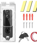 Anti Theft Video Doorbell Mount In Transparent Acrylic Lock Box with installation accessories for small doorbells