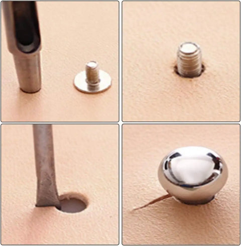 50 Sets Of 8mm Ball Head Stud Screws And Mushroom Nut Chicago Screw Set For Leather Craft Upholstery Jewelry Making And DIY Projects Two Piece Stud And Nut Fasteners For Secure Easy Assembly. 8mm zinc alloy Chicago screw set on leather