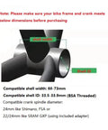 Diagram showing BSA Threaded Bottom Bracket 68-73mm Shell Built Tough Steel Bearings, Sealed, 1.37x24 TPI details and measurements.