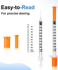 1ML Syringes 31G Five Sixteenth Inch Disposable, Individually Wrapped, 100 Pack Lab Dispensing Tools With Clear Markings, Ideal For Industrial Labs And Home Experiments. Easy-to-read 1 mL 31G disposable syringe with orange cap