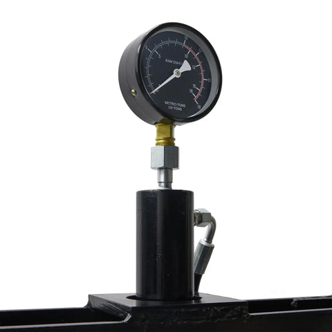 Pressure gauge of 10 Ton Adjustable Benchtop Hydraulic Shop Press for Garage Use, Built for Home Mechanics to Bend and Straighten Metal