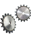 Hot 1 08B Flat Sprocket Chain Gear Wheel For Industrial Rig With Carbon Steel Build And 12.7mm Pitch Available In 10 To 26 Teeth Sizes For Heavy Duty Work showing two metal sprockets.
