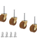 Wooden Furniture Caster Wheel Set 1 5/8 Inch Diameter With One Quarter Inch Stem pack of 4 brass-plated frames with wooden wheels