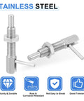 Stainless Steel Retractable Index Plunger Pin, Spring Loaded Positioning Latch With Nut, M8 Thread in close-up view.