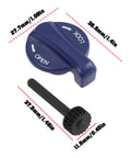 Lockout Lever Kit For SR Suntour XCT And XCM Forks with dimensions, blue finish, and precision dial, lightweight for smooth handling.