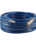 Hardcore Blue Pneumatic Air Hose With Snap On Quick Connector For Air Compressor Rig 15 Meter flexible PVC tubing coiled.