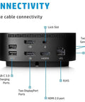 Connectivity ports of Eleven In One Usb C Docking Station Multiport Hub With Hdmi Displayport Rj45 Ethernet Sweet Single Cable Setup For Usb C Laptops