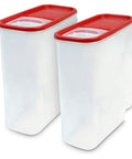 Premium Modular Food Lids For Airtight See-Through Storage Containers, stackable for cereal, pasta, dog food; clear bases, red lids