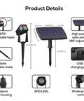 Zero Cost Solar Landscape Lights Outdoor Waterproof Auto On Off Dusk To Dawn details with measurements and features.