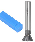 Dovetail cutter, 60-degree, 30mm shank, 6-flute carbide end mill; blue storage case shown.