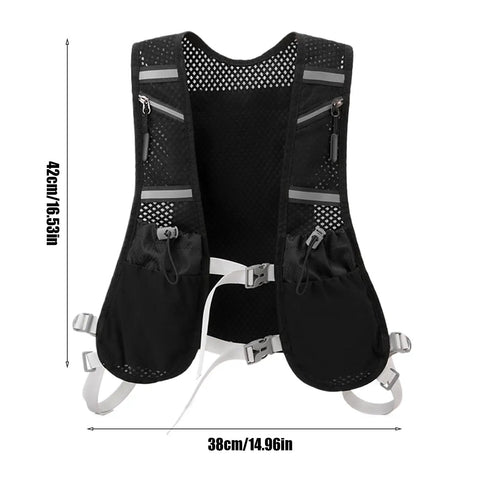 Hydration Running Vest With Two 500ml Bottle Holders, Lightweight Breathable Trail Pack for Men Women with reflective safety stripes