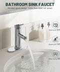 Chrome One Hole Bathroom Faucet With Single Lever Handle, Deck Mount Lavatory Sink Faucet, Modern Vanity Faucet With Deck Plate And Brass Supply Lines in use