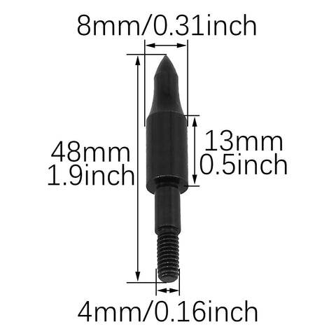 Carbon Steel Archery Tips 150 Grain Arrowheads 12 Pack 48x8mm Black Jacket Arrowheads For Field Target Practice And Hunting