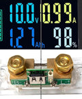 Hella Precise Pure Copper Shunt Battery Monitor showing LCD readout, 100A capacity, and copper shunt for RV solar systems.