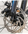 No Fuss Mountain Bike Disc Brake Conversion Kit Featuring Front And Rear 160 Mm Aluminum Rotors Mechanical Calipers close-up view of front brake.