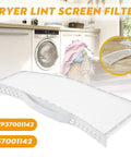 Dryer Lint Filter Screen Replacement For Whirlpool Amana KitchenAid visible in laundry room setting, showing filter detail.