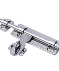 Tough As Nails Heavy Duty Sliding Bolt Door Latch Featuring Auto Return Stainless Steel Gate Lock close-up view showing shiny finish and mechanism